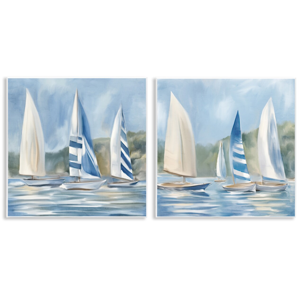 Stupell Industries Sailboats on Calm Water 2 pc Wall Plaque Art Set Design by Kim Allen